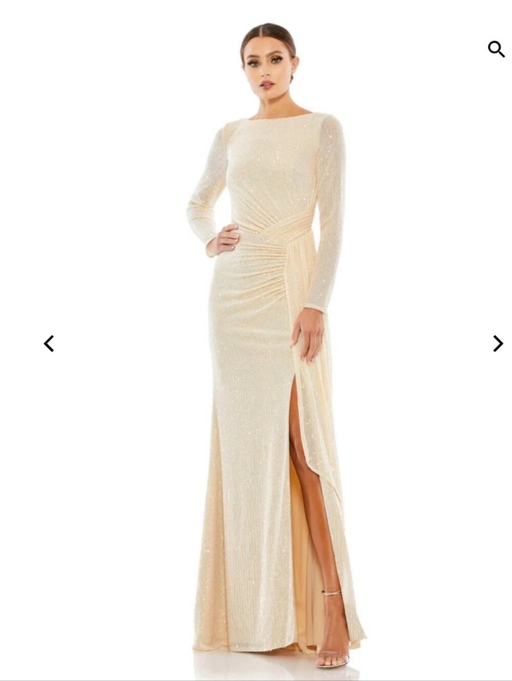 Mac Duggal Cream White Rainbow Sequin Dress